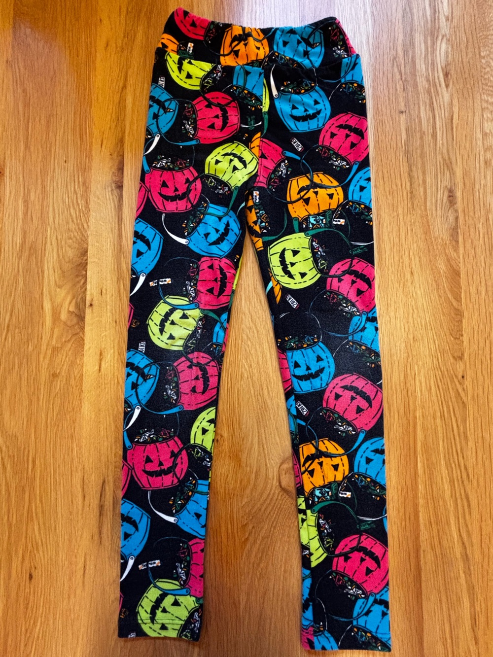 Kids Halloween Pumpkin Leggings - Vibrant Multicolor